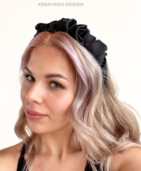 100% Pure Mulberry Silk Ruched Scrunchie Crown Headband