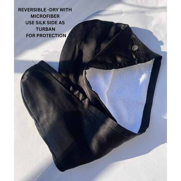 Reversible Mulberry Silk Hair Drying Towel /Double sided Turban