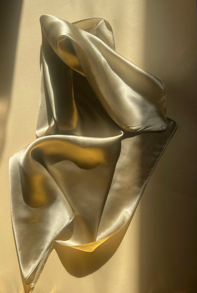 100% Mulberry Silk Square scarf - Gold