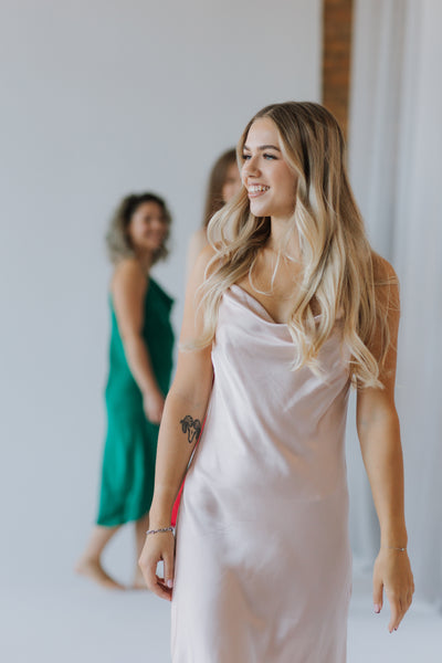 Pure Mulberry Silk Slip Dress with Cowl Neck