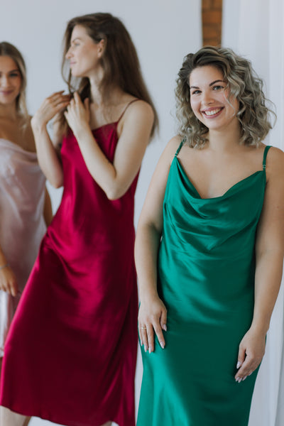 Pure Mulberry Silk Slip Dress with Cowl Neck