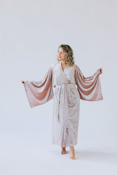 READY TO SHIP Velvet Japanese-Style Kimono Robe – Handmade | One Size Fits Most