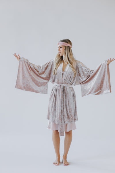 READY TO SHIP Velvet Japanese-Style Kimono Robe – Handmade | One Size Fits Most