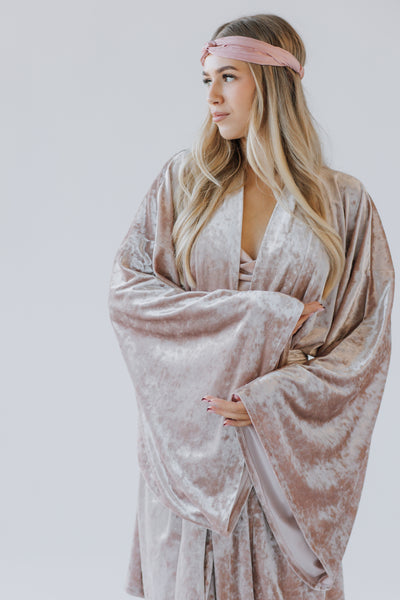 READY TO SHIP Velvet Japanese-Style Kimono Robe – Handmade | One Size Fits Most