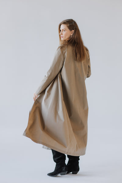 Beige Cotton Twill Trench Coat