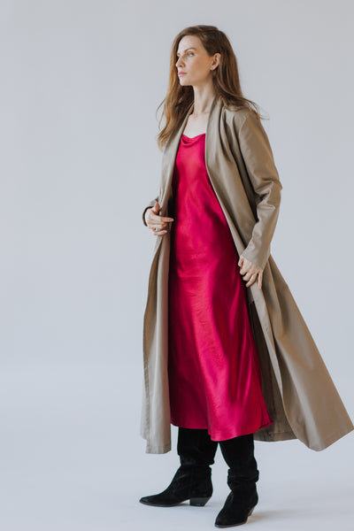 Beige Cotton Twill Trench Coat