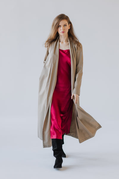 Beige Cotton Twill Trench Coat