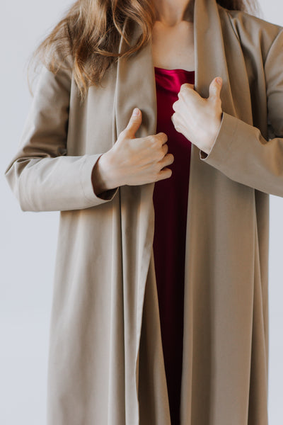 Beige Cotton Twill Trench Coat