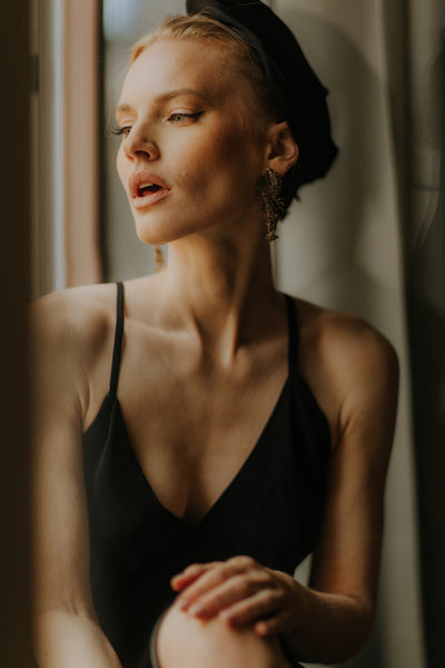 Black Pure Mulberry silk crepe slip nightdress, one size