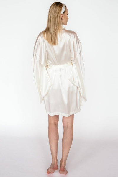 READY TO SHIP Ivory Mulberry silk kimono robe