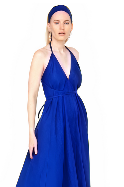 Short Linen Trapeze dress/ multiway open back Dress/ one size