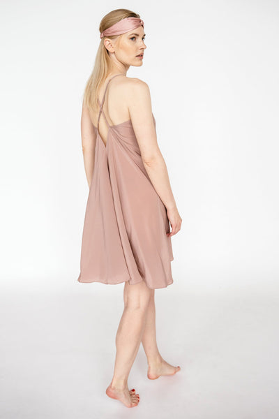 Pink Pure Mulberry silk crepe slip nightdress, one size