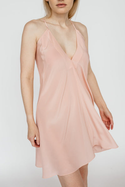 Pink Pure Mulberry silk crepe slip nightdress, one size