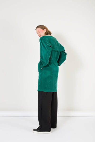 Rectangle  Sleeve Emerald Green Dress