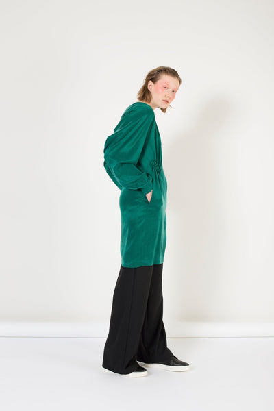 Rectangle  Sleeve Emerald Green Dress