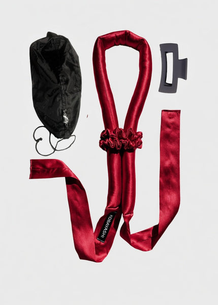 ruby red silk healtess curler  sarkans zī∂a matu rullis 
